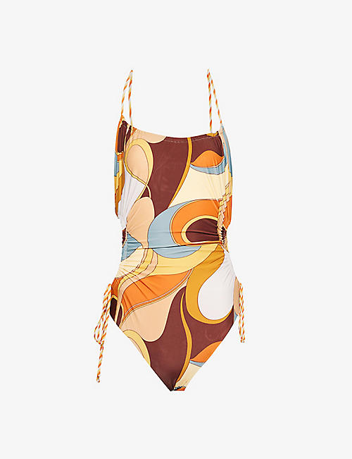 SIR: Abstract-print cut-out swimsuit