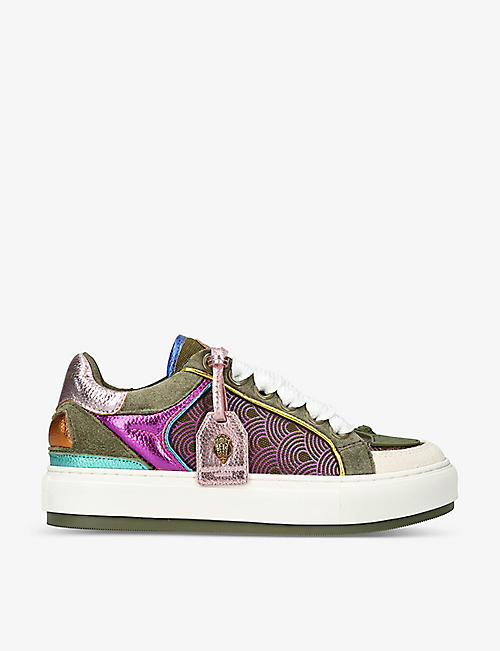 KURT GEIGER LONDON: Southbank Tag panelled leather low-top trainers
