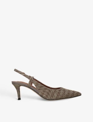 KURT GEIGER LONDON: Belgravia sling-back woven heeled courts