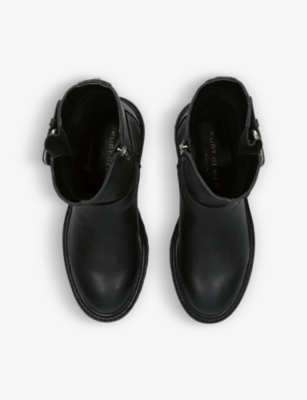 Shop Kurt Geiger London Womens Black Hackney Buckle-embellished Leather Ankle Boots