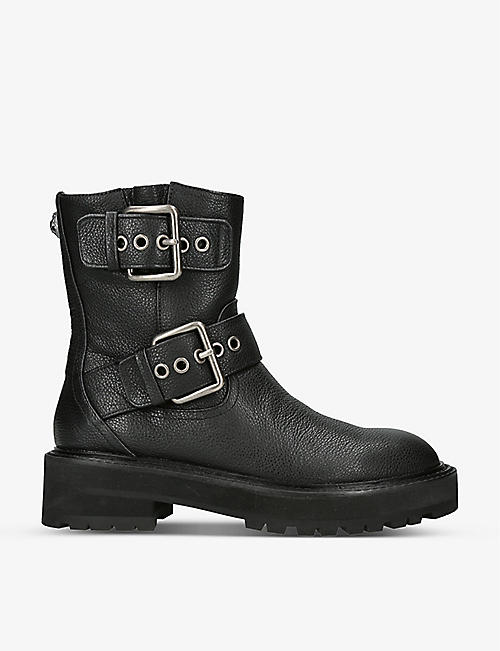 KURT GEIGER LONDON: Hackney buckle-embellished leather ankle boots