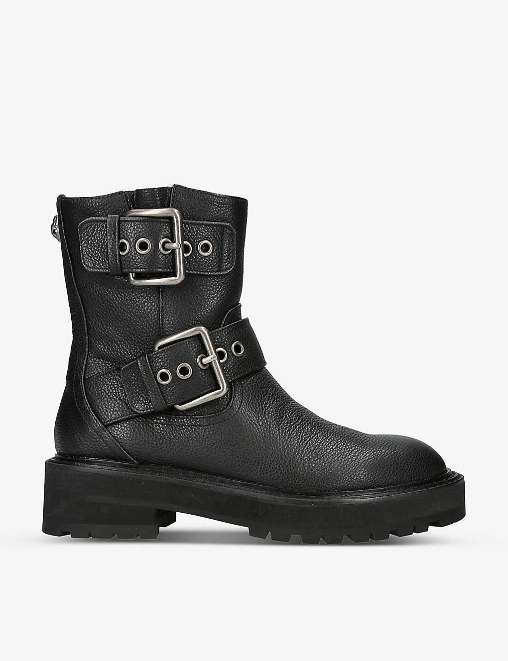 Shop Kurt Geiger London Womens Black Hackney Buckle-embellished Leather Ankle Boots