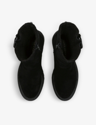 Shop Kurt Geiger Hackney Buckle-embellished Leather Ankle Boots In Black