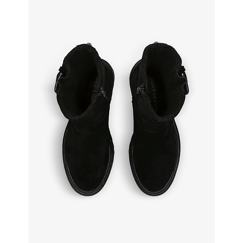 Shop Kurt Geiger Hackney Buckle-embellished Leather Ankle Boots In Black