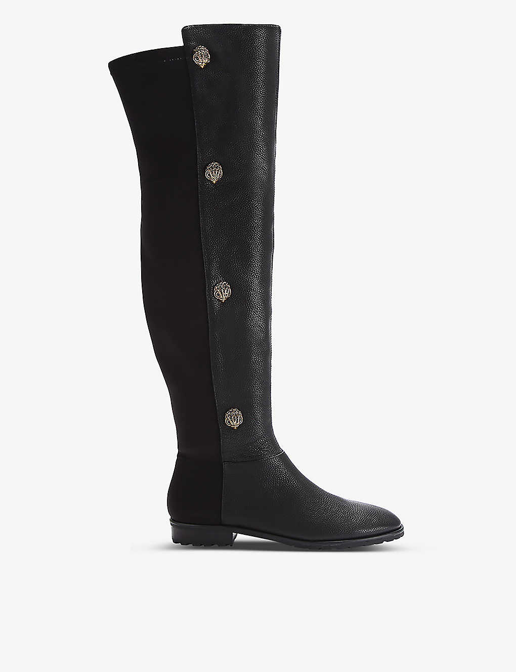 Shop Kurt Geiger Shoreditch Eagle Head-embellished Leather Knee-high Boots In Black