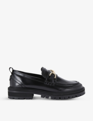 Kg Kurt Geiger Womens Black Morgan Horsebit-chain Leather Loafers