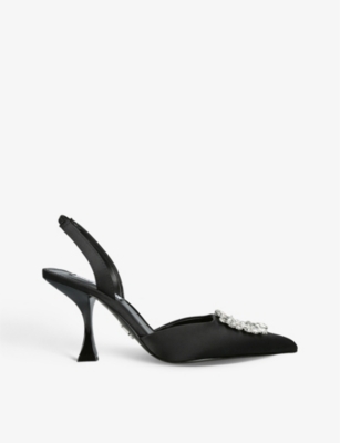 Steve Madden Neala Crystal-embellished Satin Sandals In Black