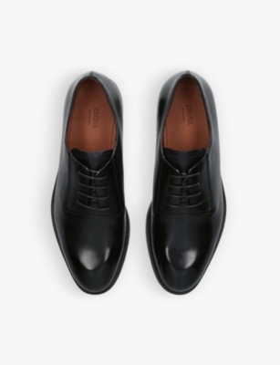 Shop Ermenegildo Zegna Zegna Men's Black Torino Tonal-stitching Leather Oxford Shoes