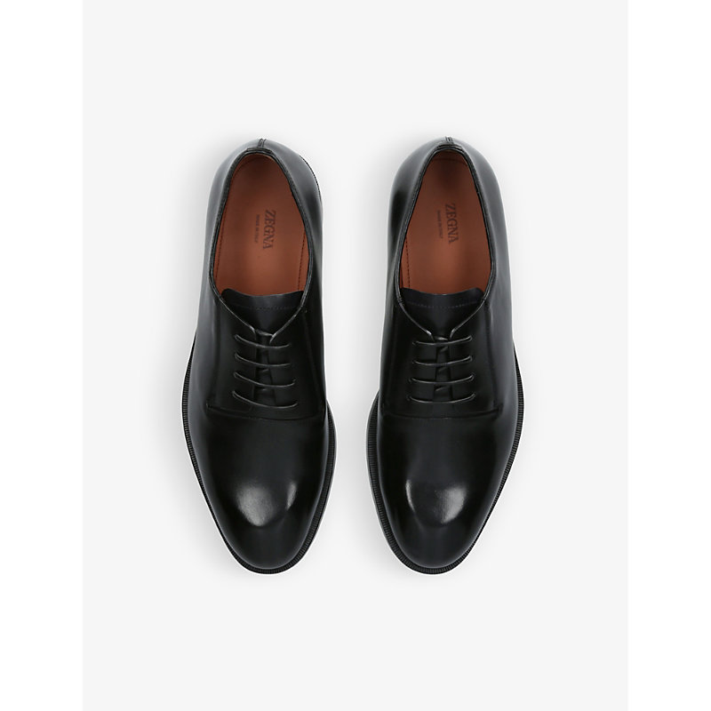Shop Ermenegildo Zegna Zegna Men's Black Torino Tonal-stitching Leather Oxford Shoes