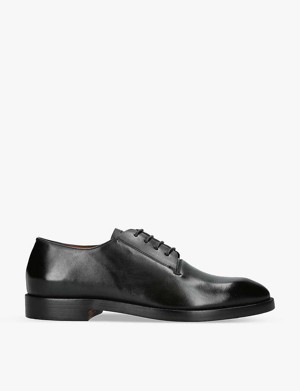 Ermenegildo Zegna Mens Black Torino Tonal-stitching Leather Oxford Shoes