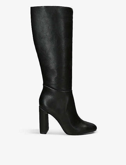 STEVE MADDEN: Ally 001 block-heel high-leg faux-leather boots