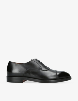 Shop Ermenegildo Zegna Torino Tonal-stitching Leather Oxford Shoes In Black