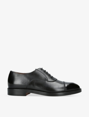 Shop Ermenegildo Zegna Zegna Men's Black Torino Tonal-stitching Leather Oxford Shoes