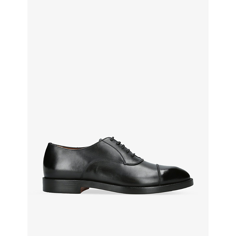 Shop Ermenegildo Zegna Men's Black Torino Tonal-stitching Leather Oxford Shoes