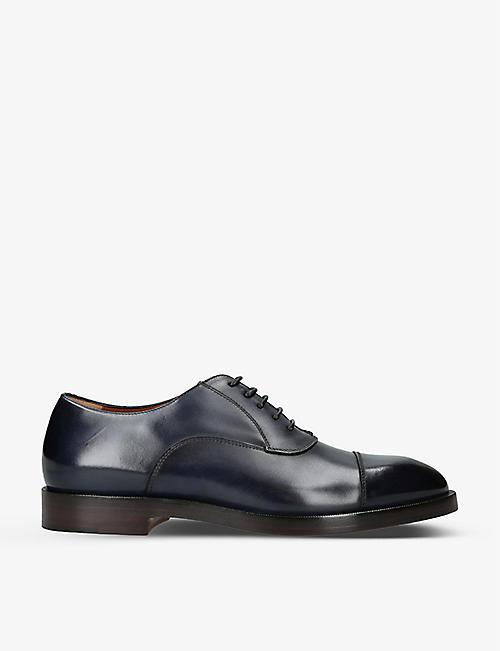 ERMENEGILDO ZEGNA: Torino tonal-stitching leather Oxford shoes