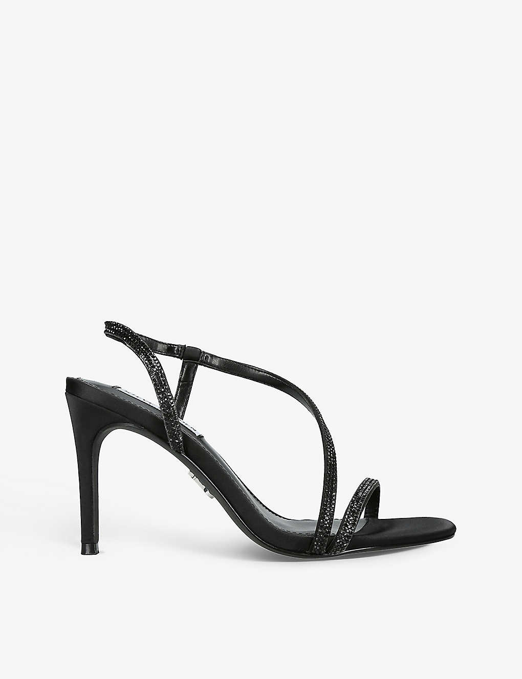 Steve Madden Womens Black Ratify Embellished-strap Faux-leather Sandals