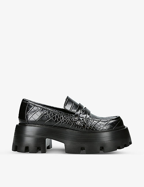 STEVE MADDEN: Madlove croc-embossed faux-leather loafers