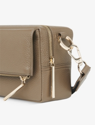 Whistles Bibi Leather Crossbody Bag In Khaki/olive