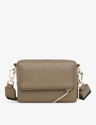 Whistles Bibi Leather Crossbody Bag In Khaki/olive