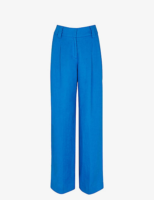 WHISTLES: Leonie straight-leg mid-rise linen trousers