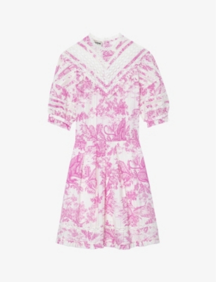 Zadig & Voltaire Graphic-print Puff-sleeve Dress In Toile