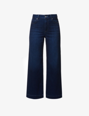 PAIGE: Anessa distressed mid-rise wide-leg cotton-blend jeans