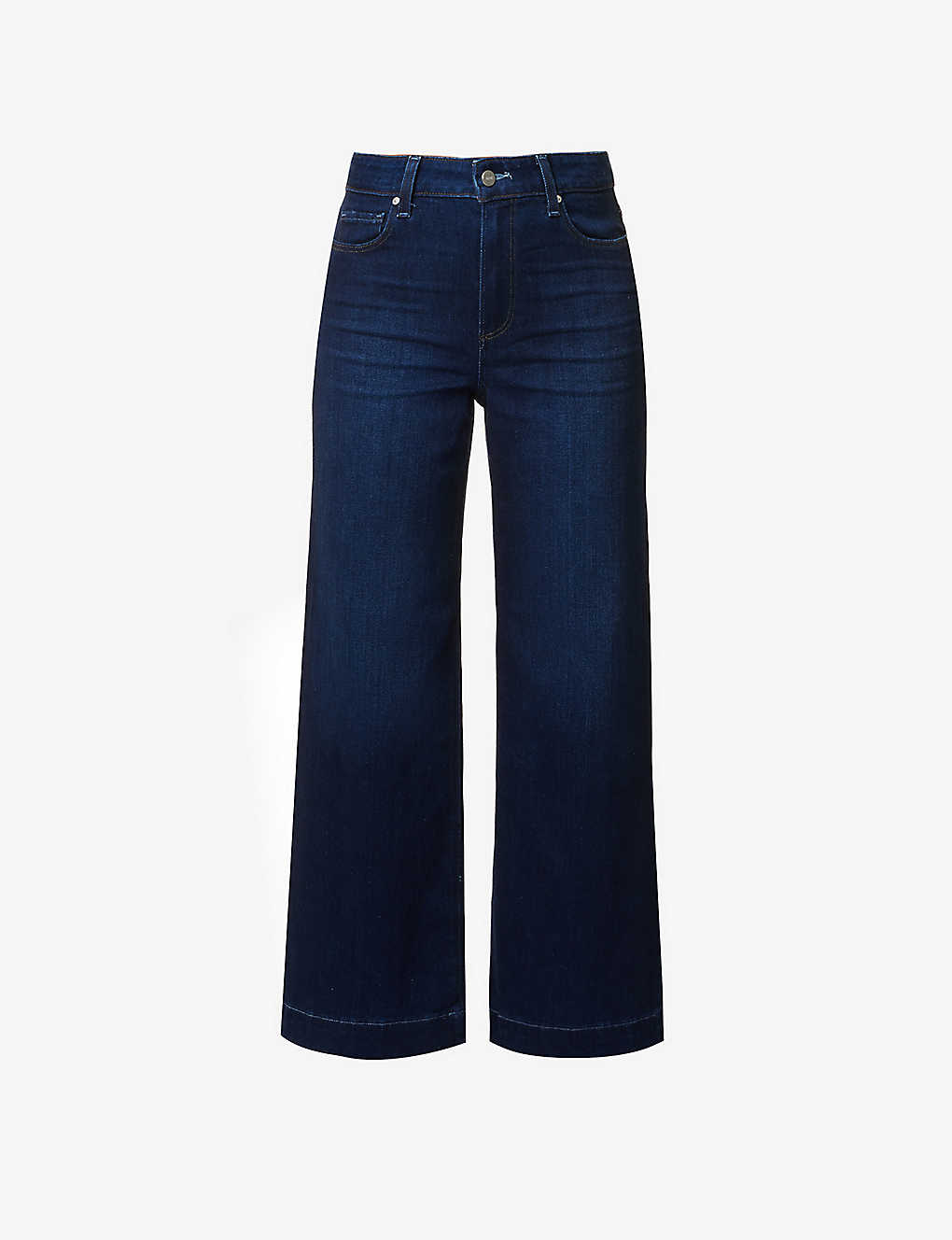 Shop Paige Anessa Distressed Mid-rise Wide-leg Cotton-blend Jeans In Blue