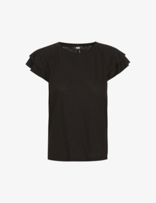 Paige Linnea Flutter-sleeve Tee In Black