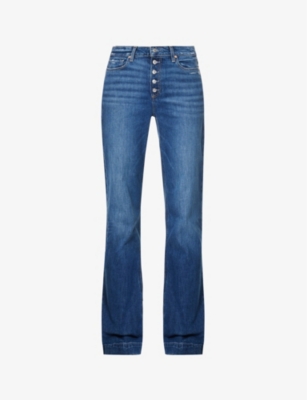 Paige Leenah Flared Wide-leg High-rise Stretch-denim Jeans In