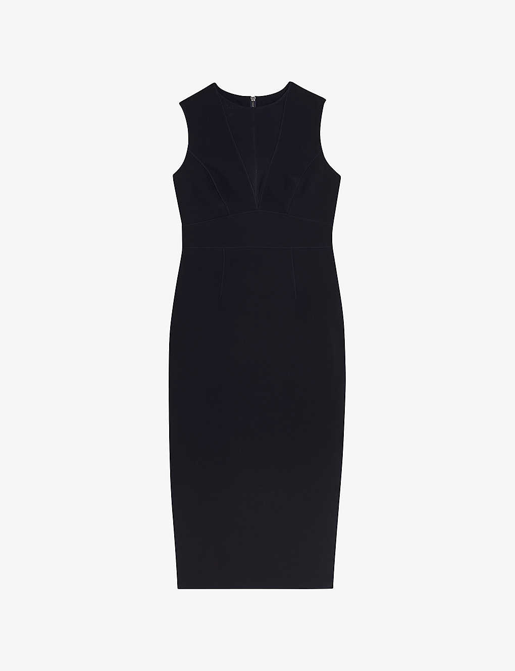 Ted Baker Womens Dk-navy Elissii Sheer-panelled Stretch-woven Midi Dress