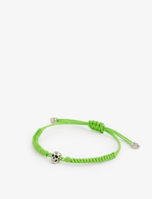 ALEXANDER MCQUEEN ALEXANDER MCQUEEN MEN'S LIGHT GREEN SKULL-EMBELLISHED WOVEN AND BRASS BRACELET 67020929