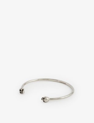 Alexander Mcqueen Silver-tone Metal Skull-embellished Cuff Bracelet In Mcq0911sil.v.b Antil