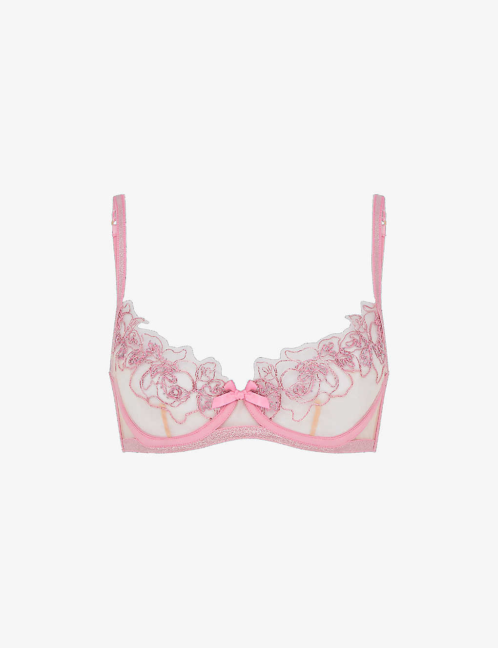 AGENT PROVOCATEUR AGENT PROVOCATEUR WOMENS PINK LINDIE FLORAL-EMBROIDERED TULLE UNDERWIRED BRA,67021438