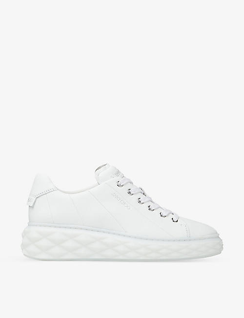 JIMMY CHOO: Diamond Light Maxi branded leather low-top trainers