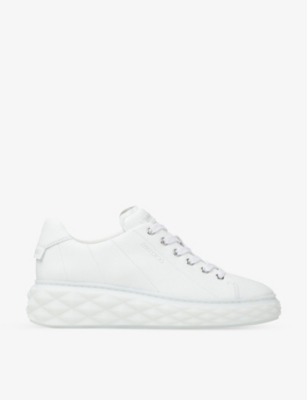 JIMMY CHOO - Diamond Light Maxi branded leather low-top trainers ...