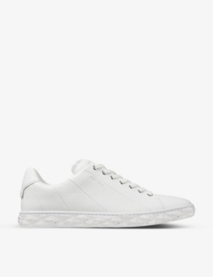 Jimmy Choo Leather Diamond Light Trainers In V White/white