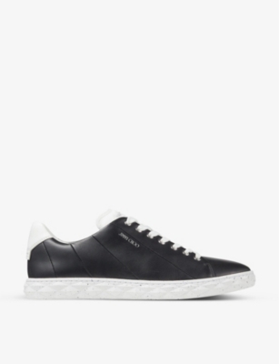 JIMMY CHOO: Diamond Light branded leather low-top trainers