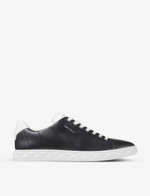 Shop Jimmy Choo Women's V Black Diamond Light Branded Leather Low-top Trainers