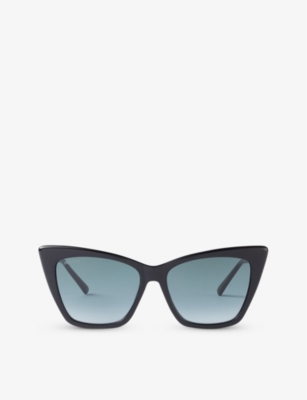 Jimmy Choo Womens E9o Dark Grey Shaded Lucine Cats Eye Acetate Sunglasses In E9o Dark Grey Shaded