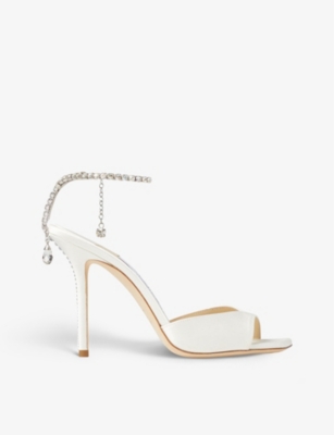 JIMMY CHOO: Saeda crystal-embellished satin courts