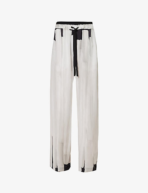 SYMETRIA: Station elasticated-waist wide-leg mid-rise silk trousers