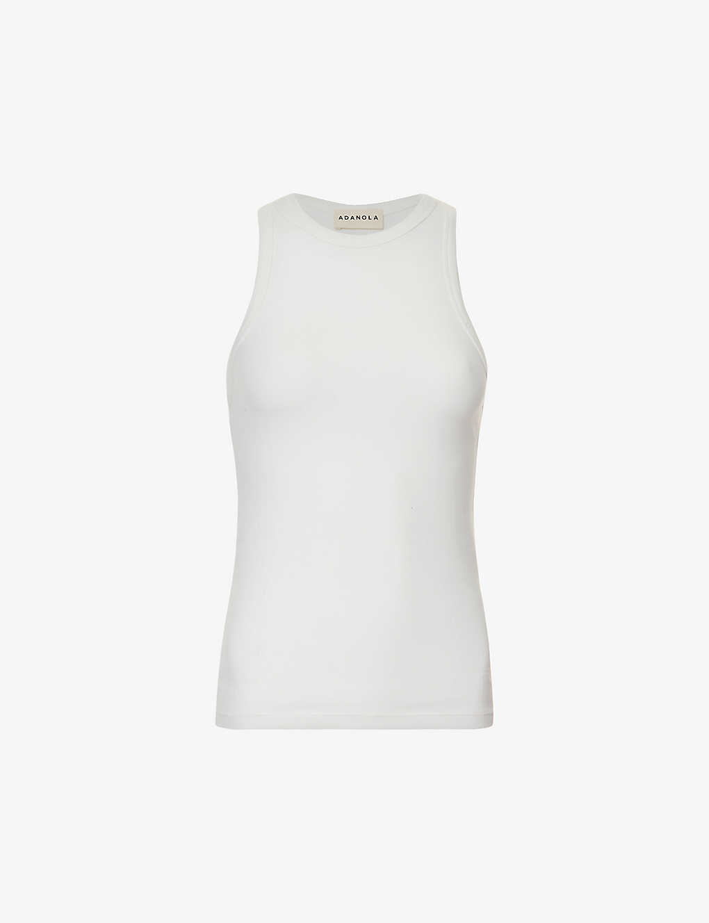 Adanola Womens White Scoop-neck Fitted Stretch-cotton Top