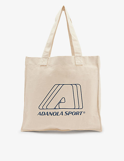ADANOLA: Logo-print boxy recycled-cotton tote bag