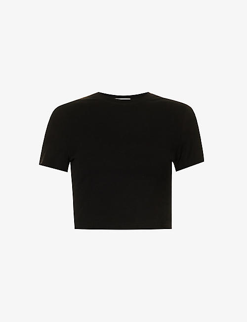 ADANOLA: Round-neck cropped stretch-cotton T-shirt