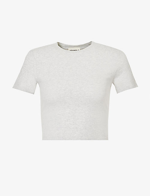 ADANOLA: Round-neck cropped stretch-cotton T-shirt