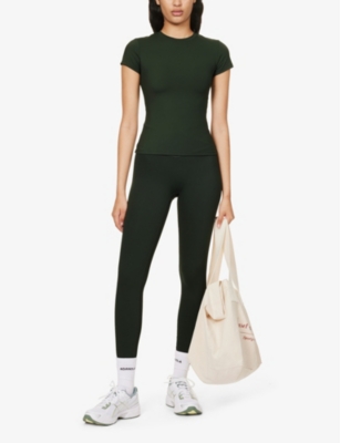 Shop Adanola Womens Dark Olive Ultimate Slim-fit Stretch-woven T-shirt