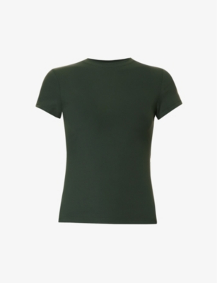 Adanola Womens Dark Olive Ultimate Slim-fit Stretch-woven T-shirt