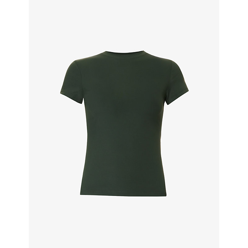 Adanola Womens Dark Olive Ultimate Slim-fit Stretch-woven T-shirt