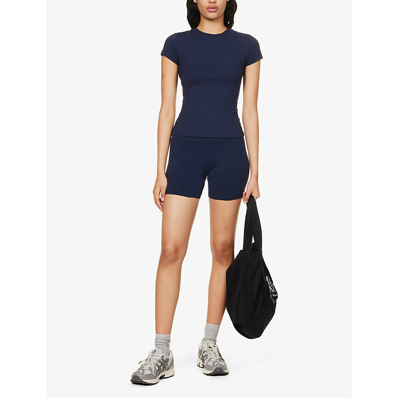 Shop Adanola Women's Navy Blue Ultimate Slim-fit Stretch-woven T-shirt