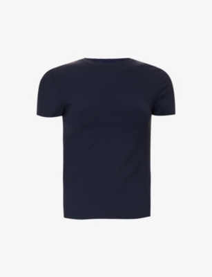 Adanola Womens Navy Blue Ultimate Slim-fit Stretch-woven T-shirt